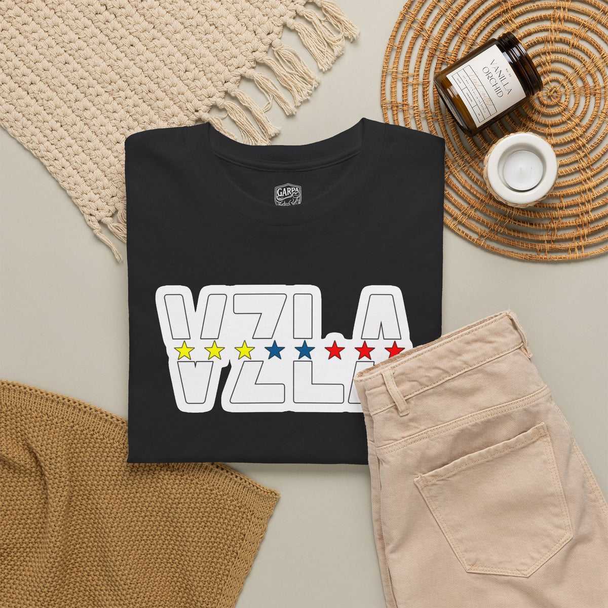 Venezuela Script & VZLA Stars T-Shirt — Retro Venezuelan Pride Tee
