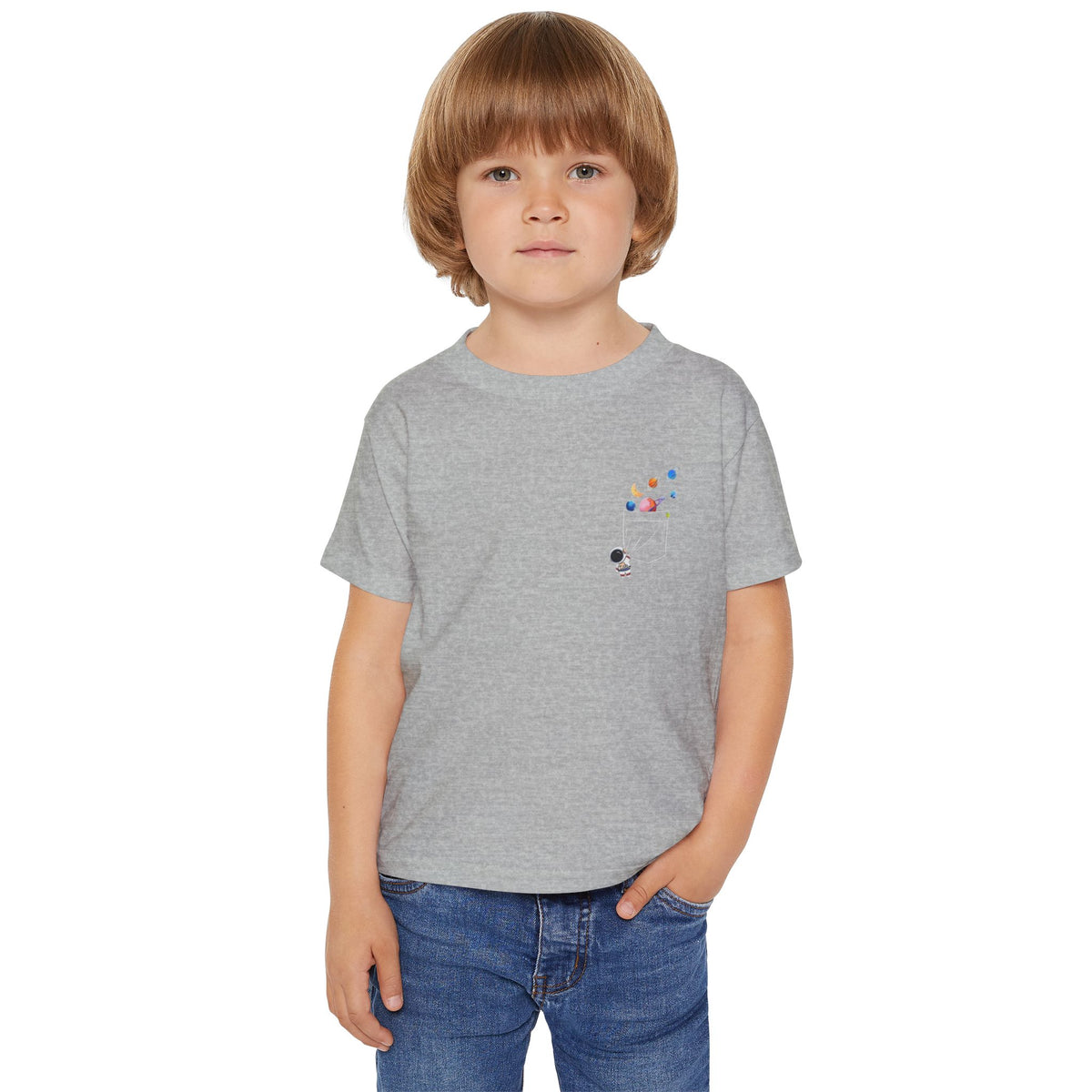 Toddler T‑Shirt — Cute Astronaut on Planet Kids Tee
