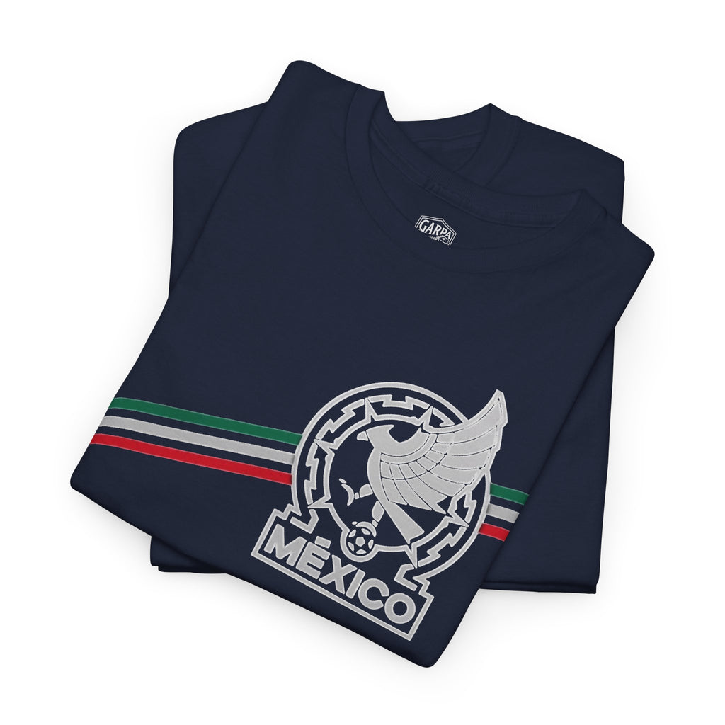 Mexico Flag Stripe Tee — Mexican Eagle Emblem T-Shirt