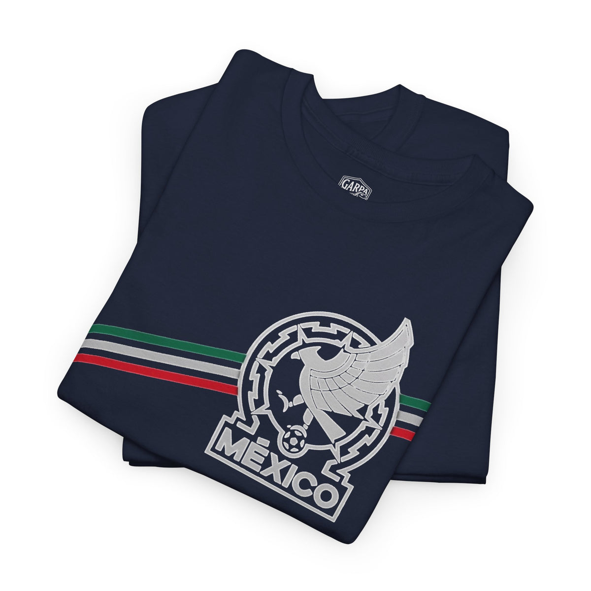 Mexico Flag Stripe Tee — Mexican Eagle Emblem T-Shirt