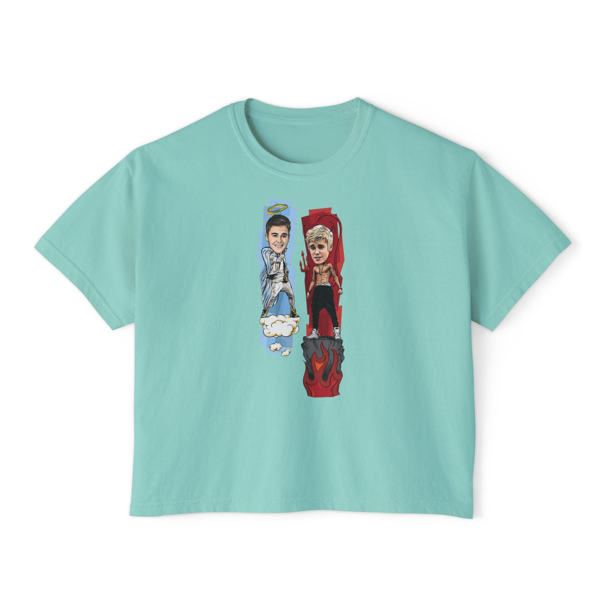 Boxy Tee — 'Never Say Never' Graphic Tee with Dual Character Illustration