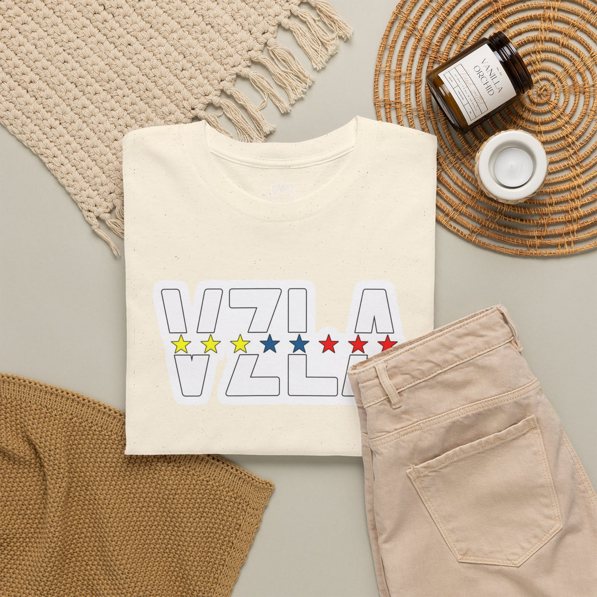 Venezuela Script & VZLA Stars T-Shirt — Retro Venezuelan Pride Tee