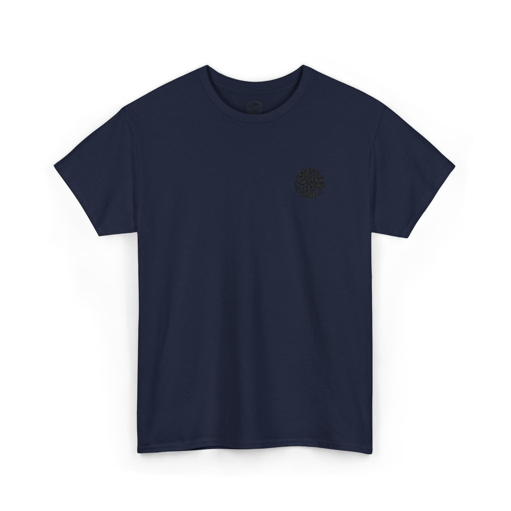 White Graphic Tee — Small Black Circular 'SALT LIFE' Chest Logo
