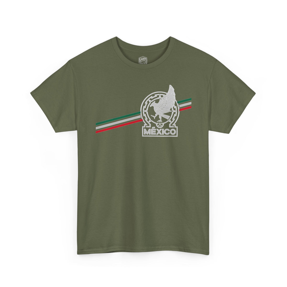 Mexico Flag Stripe Tee — Mexican Eagle Emblem T-Shirt