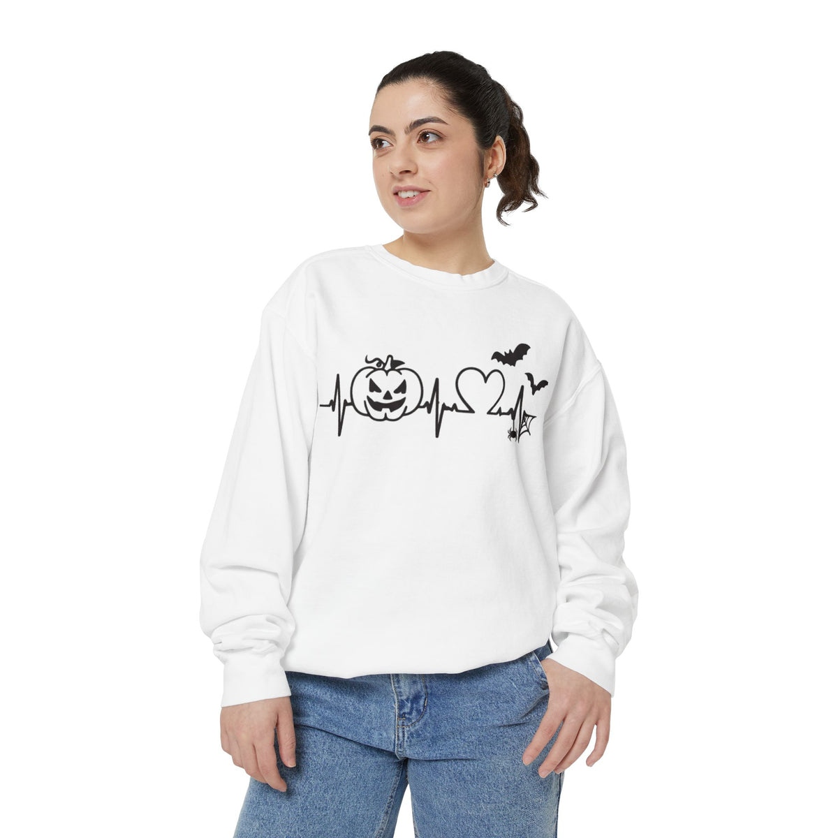 Halloween Heartbeat Sweatshirt — "I Put The Hot In Psychotic" Graphic Crewneck