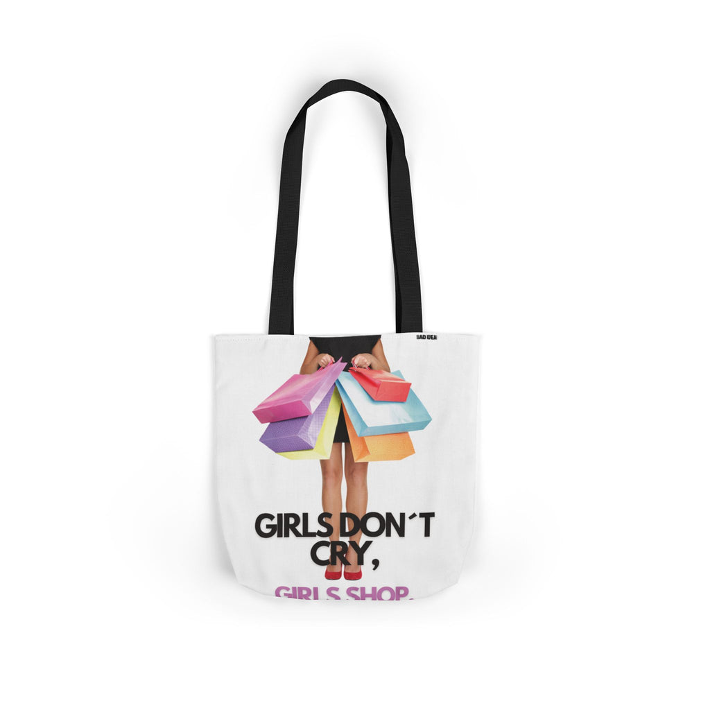 Tote Bag — "Girls Don't Cry, Girls Shop" Shopping Tote (Colorful Bags Graphic)