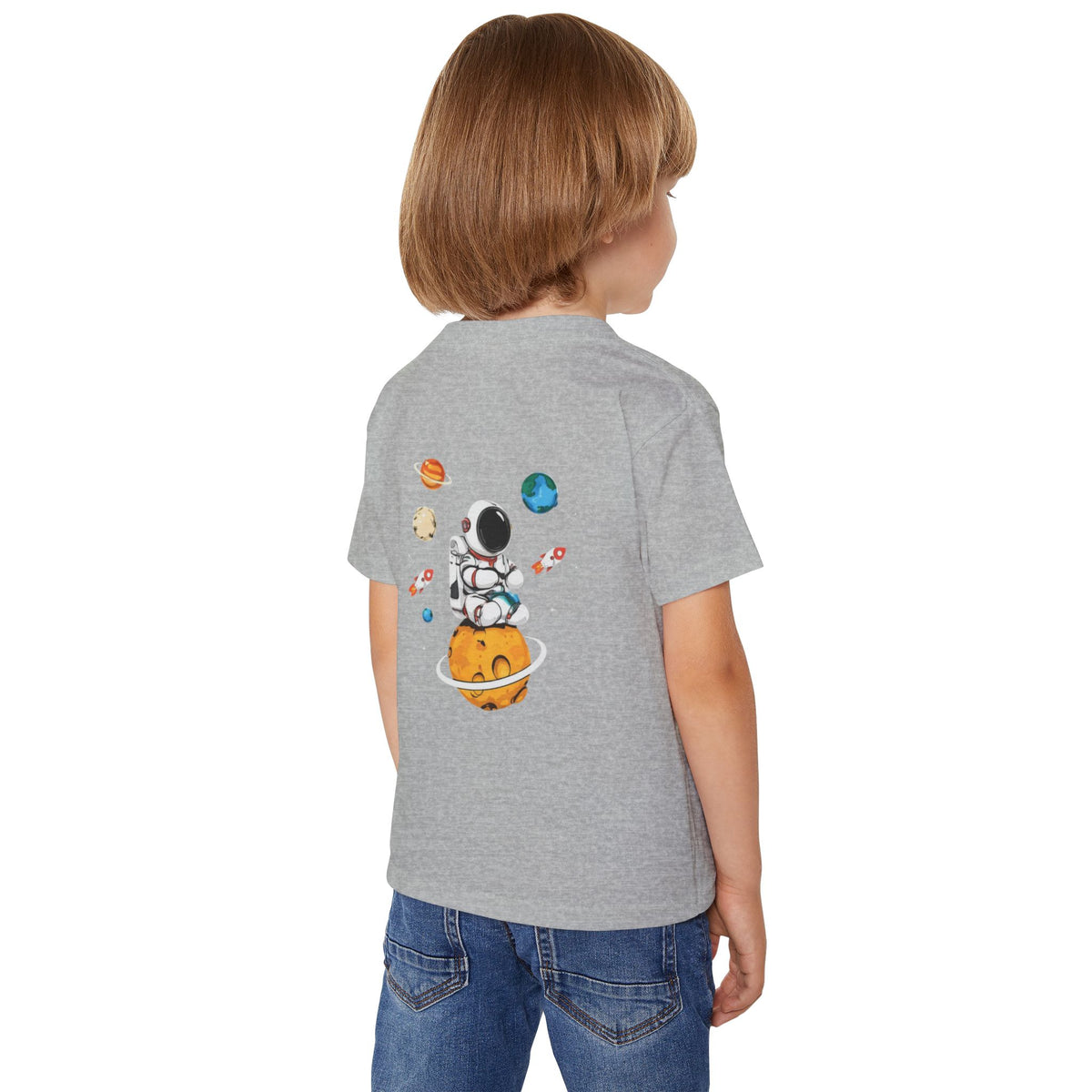 Toddler T‑Shirt — Cute Astronaut on Planet Kids Tee
