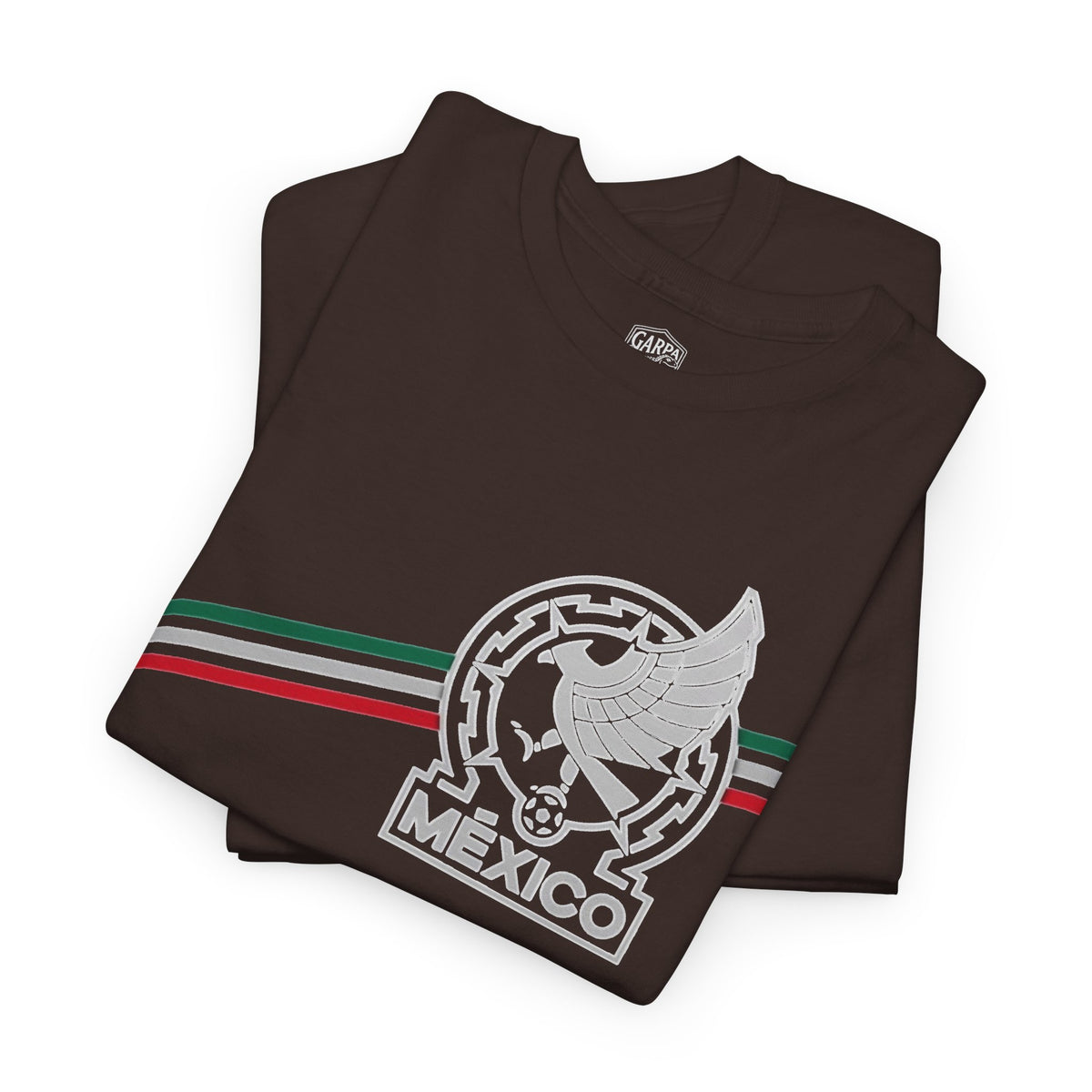 Mexico Flag Stripe Tee — Mexican Eagle Emblem T-Shirt