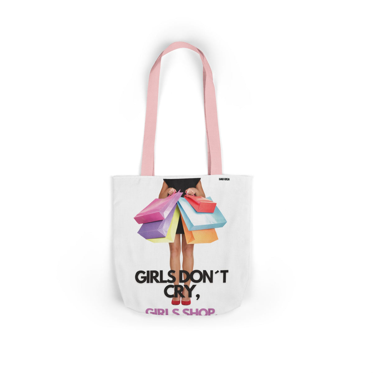 Tote Bag — "Girls Don't Cry, Girls Shop" Shopping Tote (Colorful Bags Graphic)