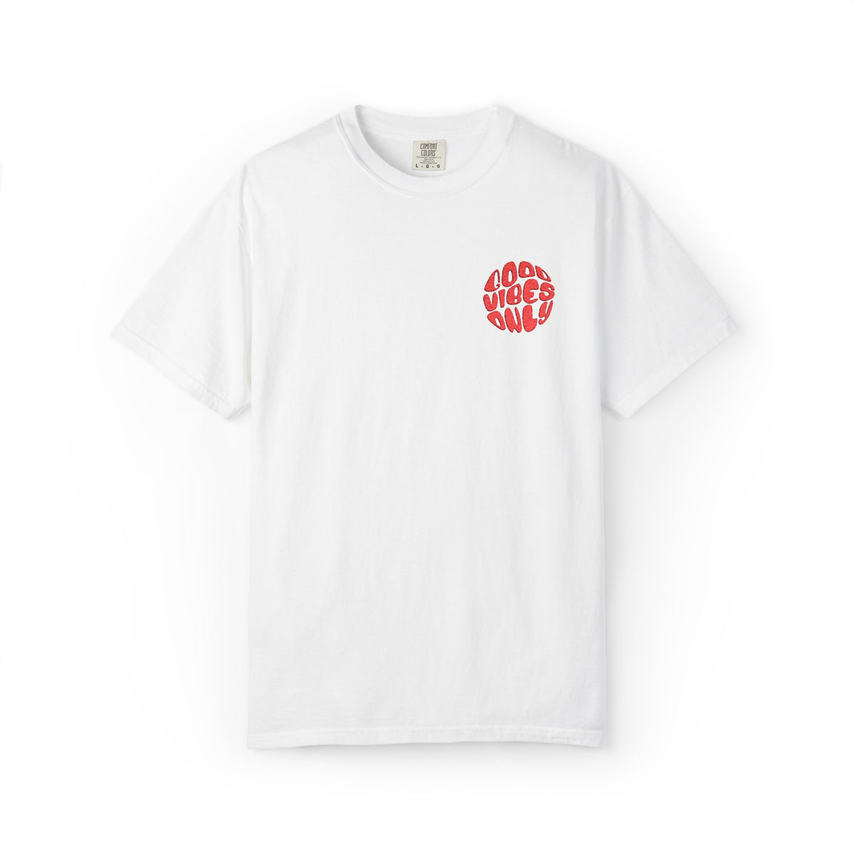 T-Shirt — 'Good Vibes Only' Retro Groove Pocket Tee