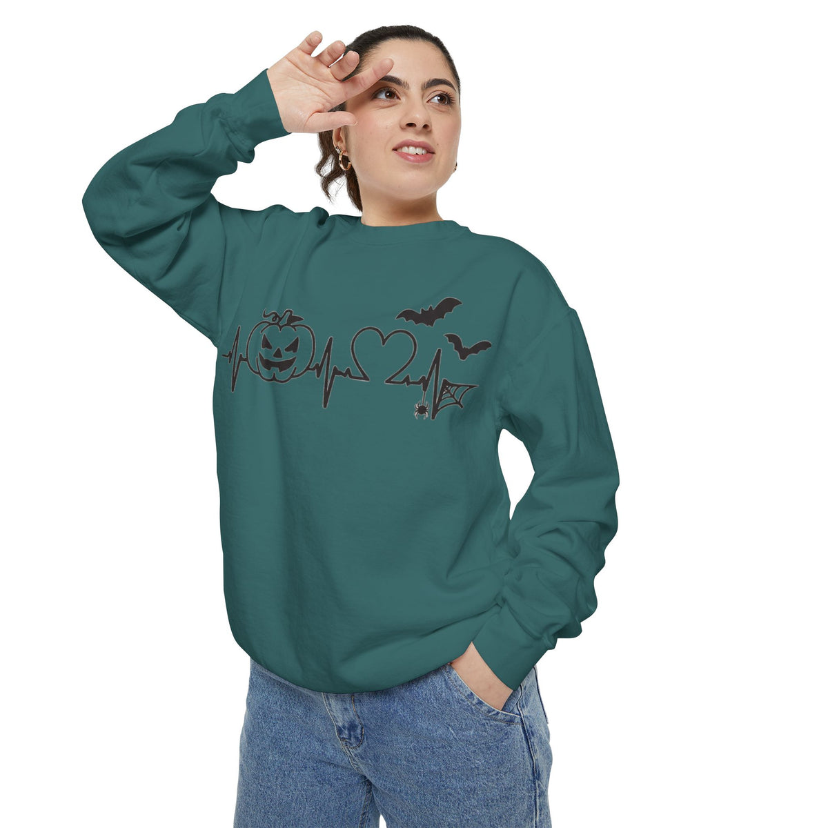 Halloween Heartbeat Sweatshirt — "I Put The Hot In Psychotic" Graphic Crewneck