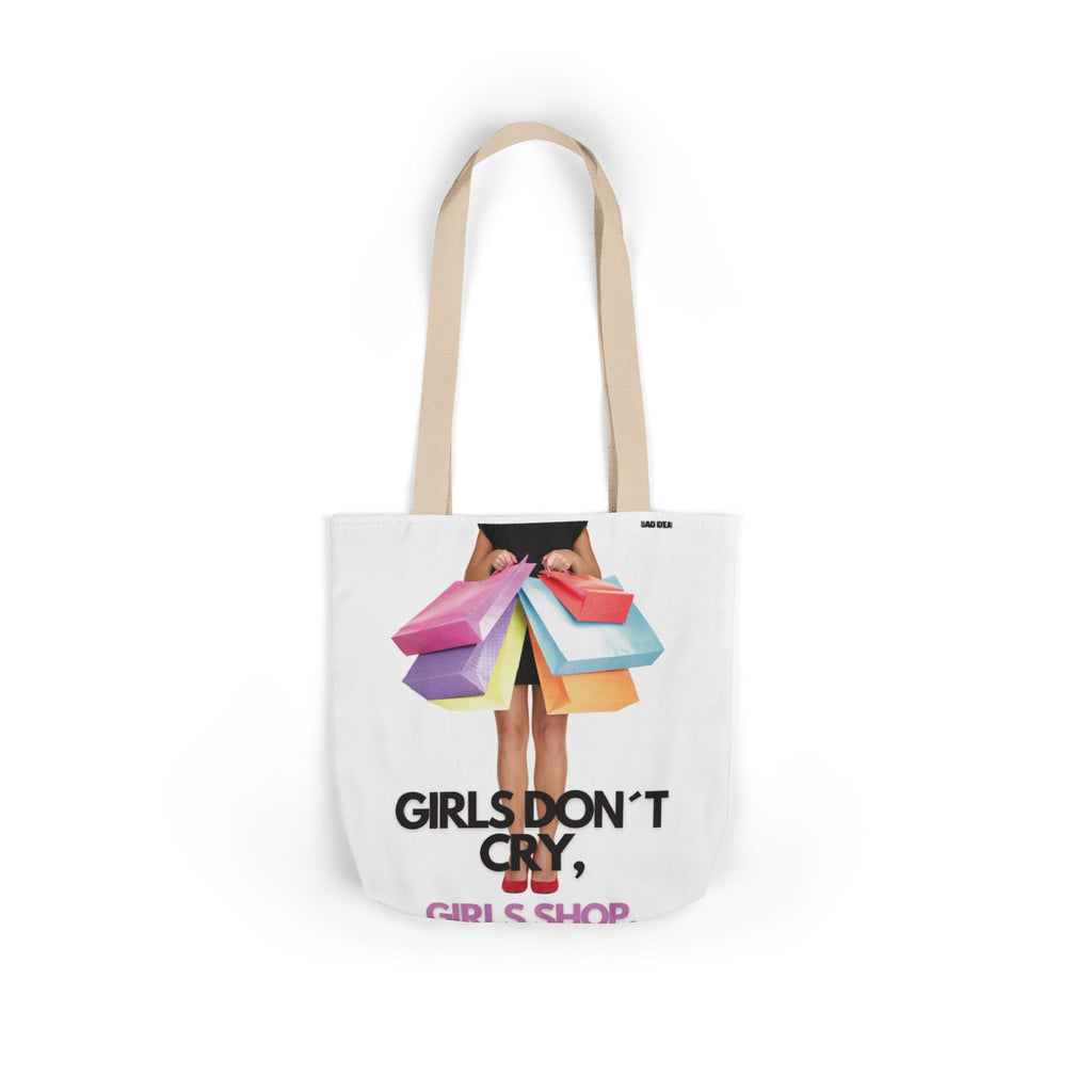 Tote Bag — "Girls Don't Cry, Girls Shop" Shopping Tote (Colorful Bags Graphic)