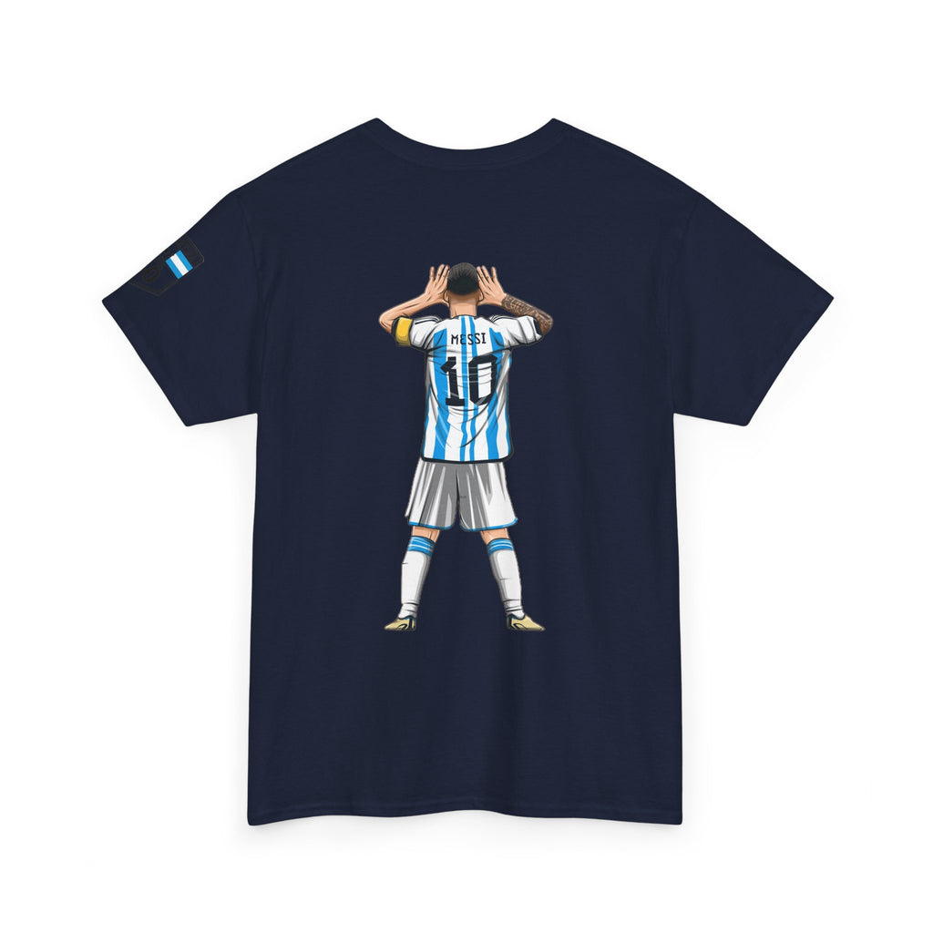 Argentina Soccer Tee — Lionel Messi 10 Jersey Back Illustration