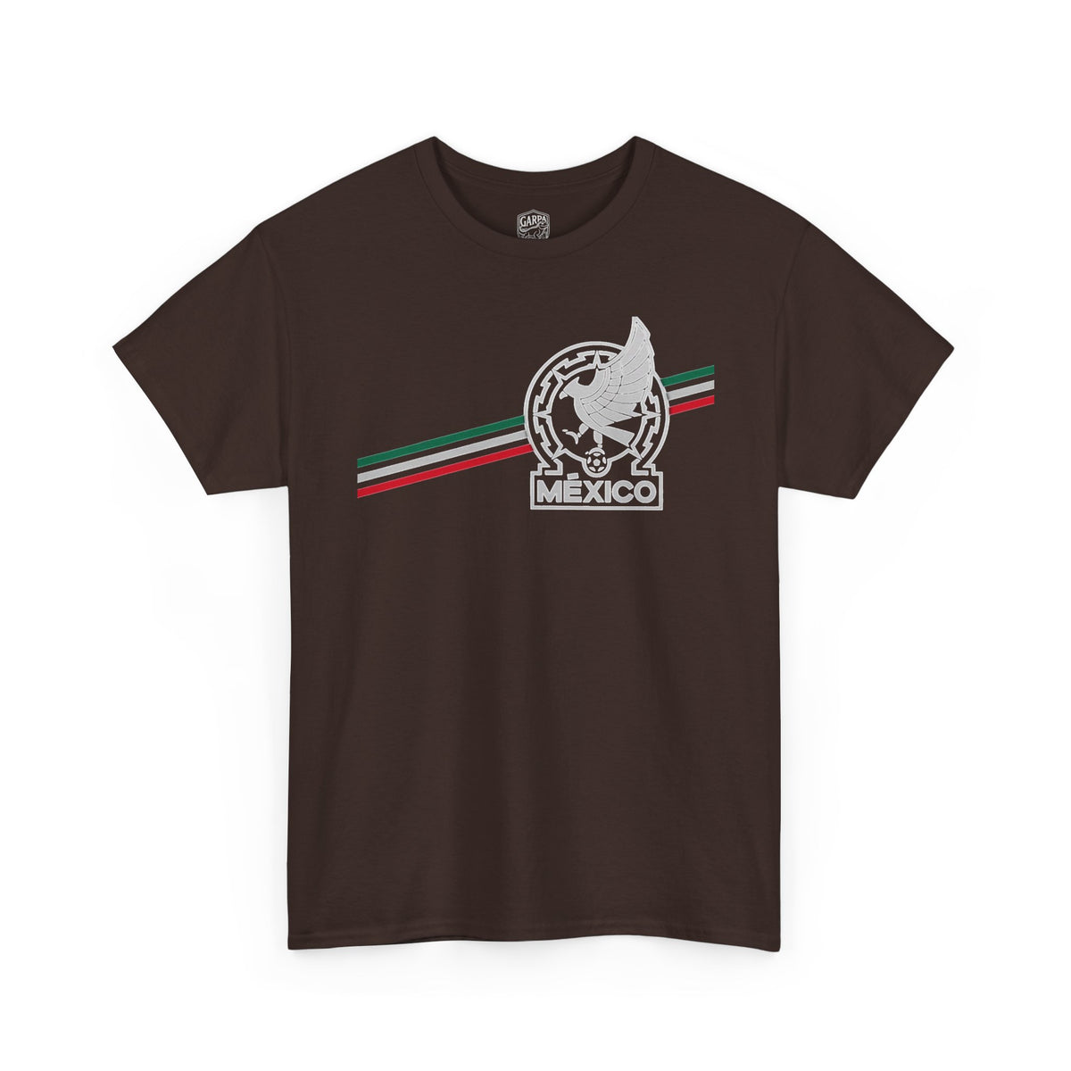 Mexico Flag Stripe Tee — Mexican Eagle Emblem T-Shirt