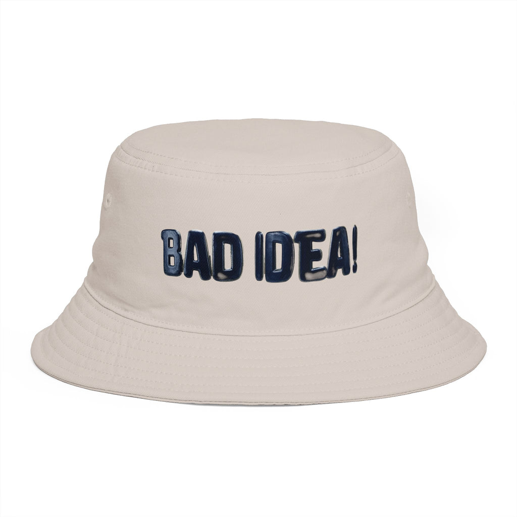 'Bad Idea!' Brown Bucket Hat – Funny Embroidered Casual Sun Hat