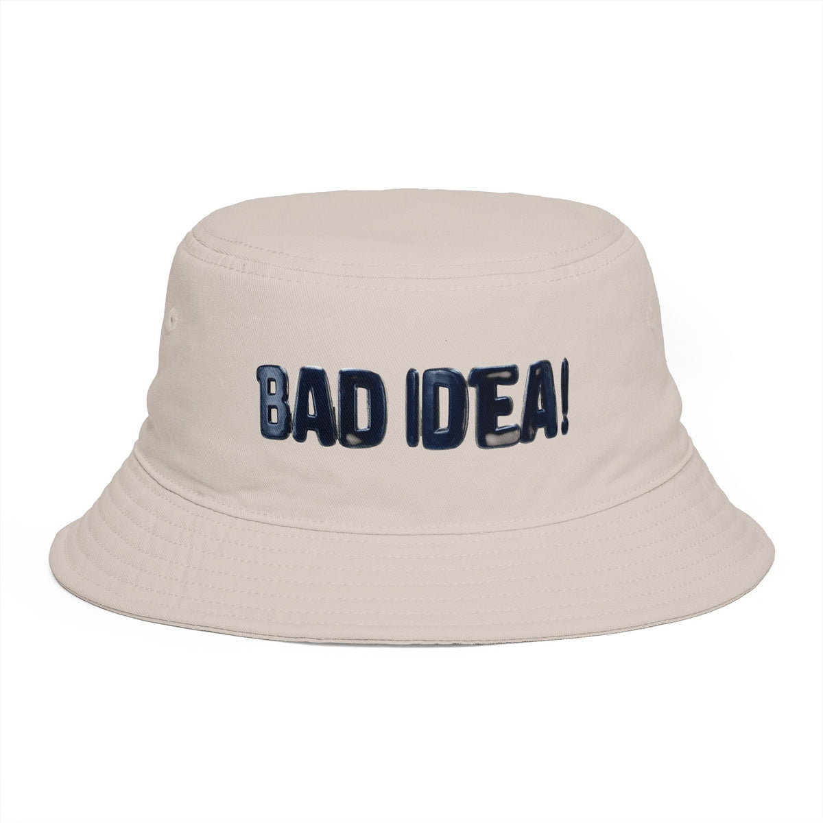 'Bad Idea!' Brown Bucket Hat – Funny Embroidered Casual Sun Hat