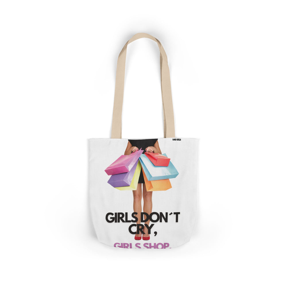 Tote Bag — "Girls Don't Cry, Girls Shop" Shopping Tote (Colorful Bags Graphic)