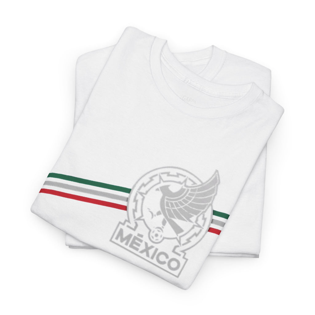 Mexico Flag Stripe Tee — Mexican Eagle Emblem T-Shirt