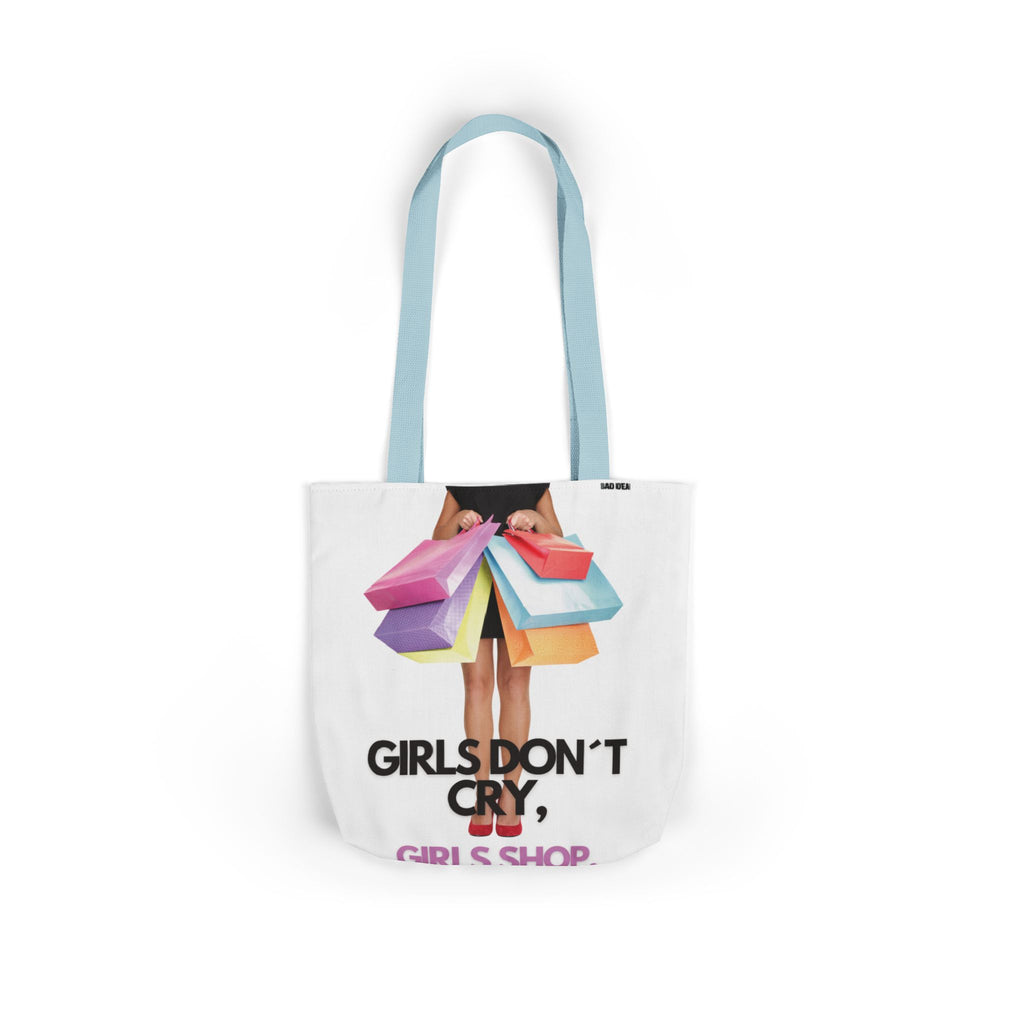Tote Bag — "Girls Don't Cry, Girls Shop" Shopping Tote (Colorful Bags Graphic)