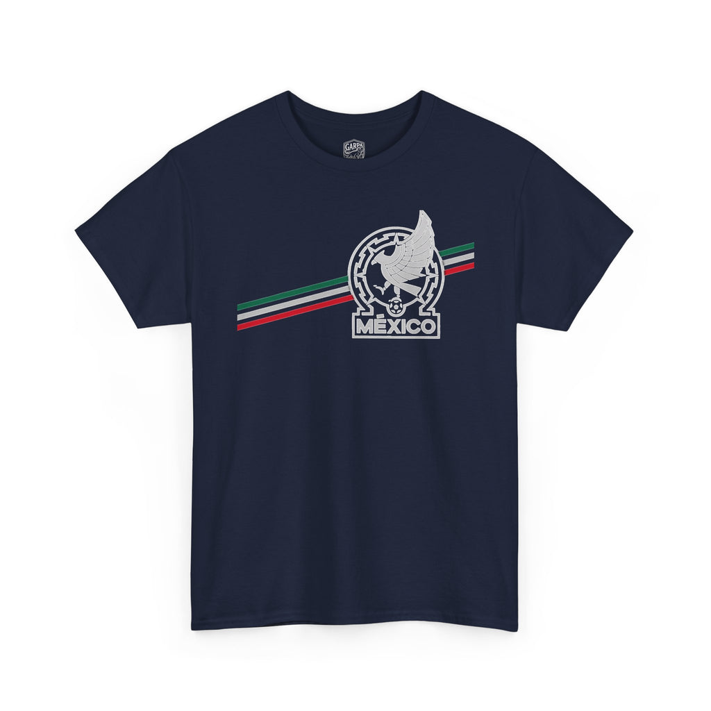 Mexico Flag Stripe Tee — Mexican Eagle Emblem T-Shirt