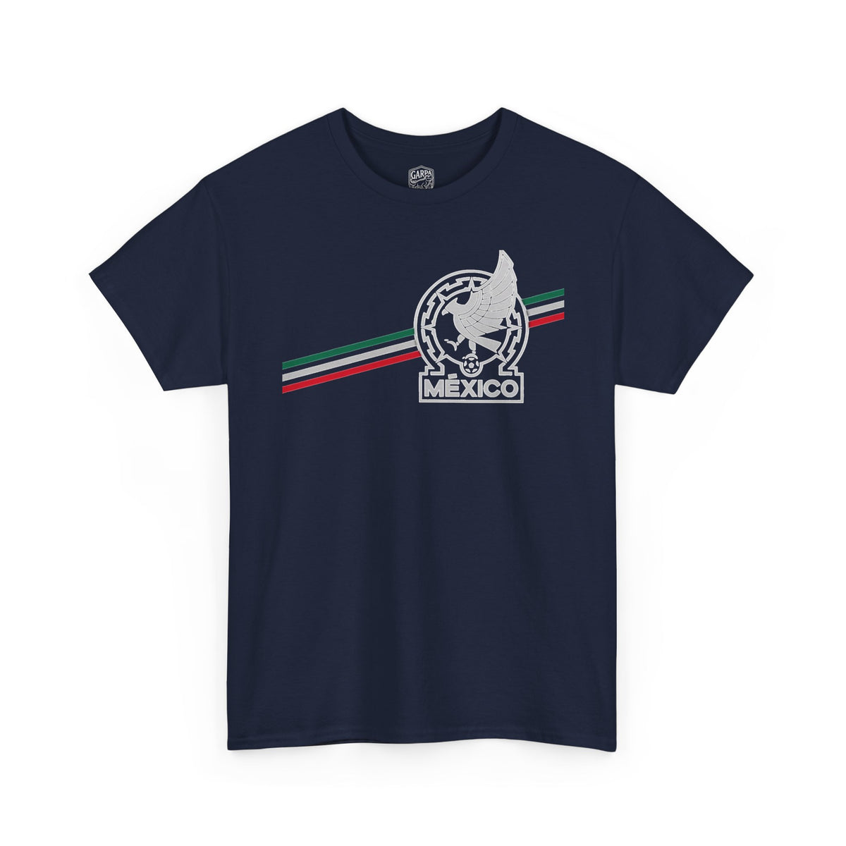 Mexico Flag Stripe Tee — Mexican Eagle Emblem T-Shirt