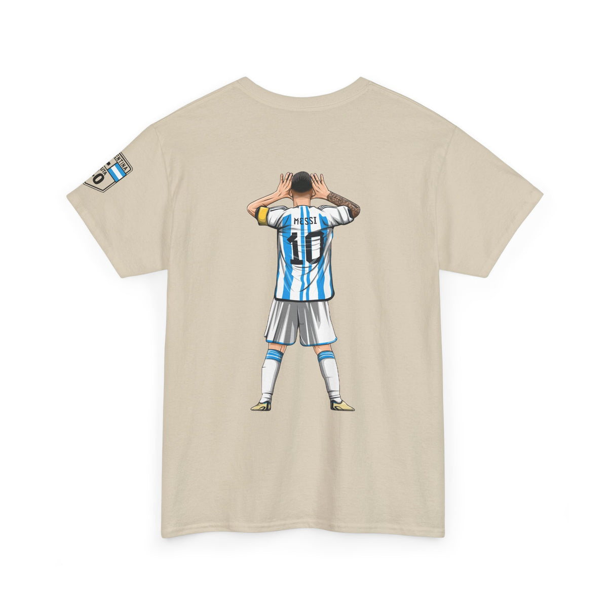 Argentina Soccer Tee — Lionel Messi 10 Jersey Back Illustration