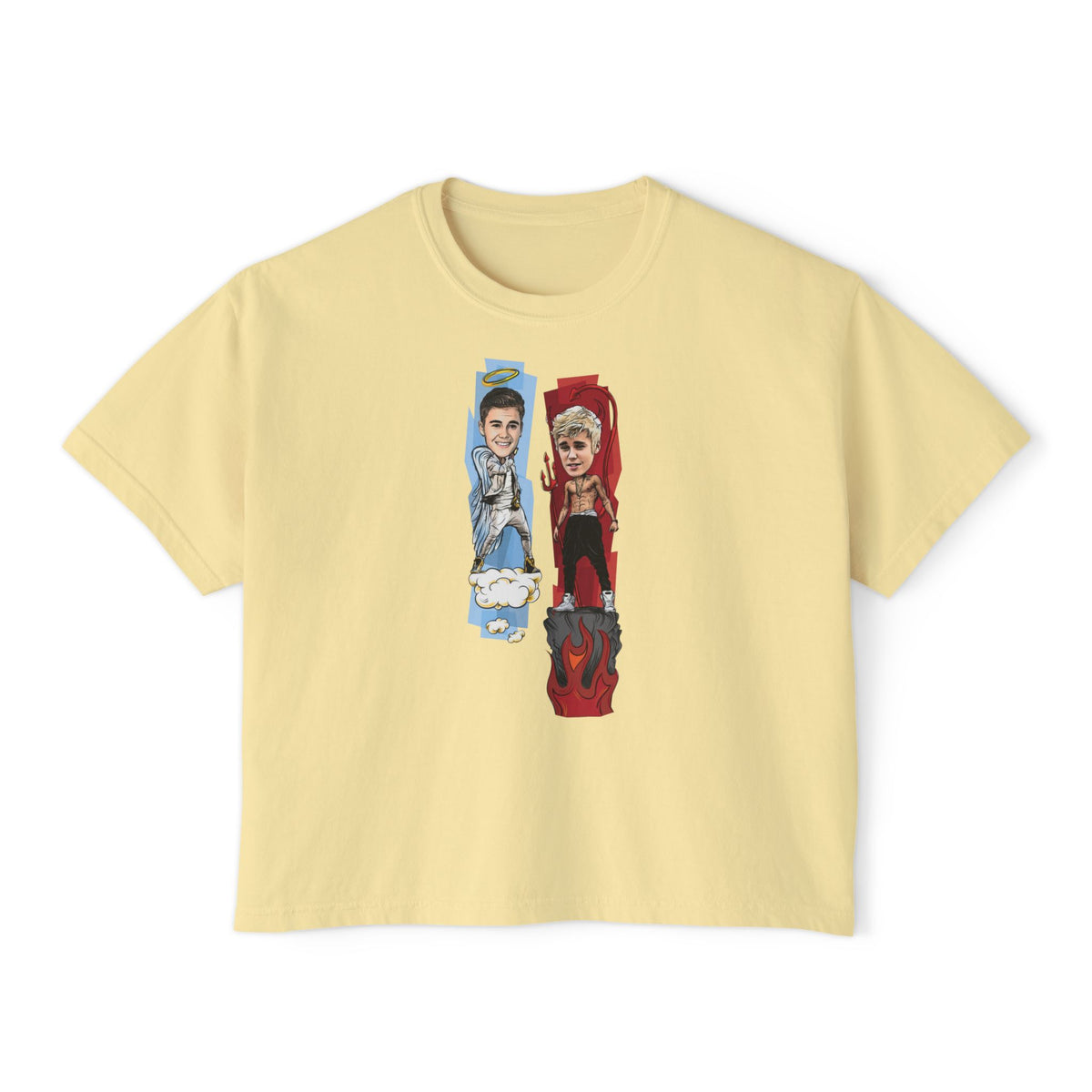 Boxy Tee — 'Never Say Never' Graphic Tee with Dual Character Illustration