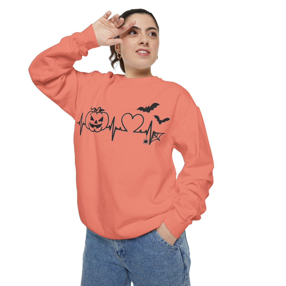 Halloween Heartbeat Sweatshirt — "I Put The Hot In Psychotic" Graphic Crewneck