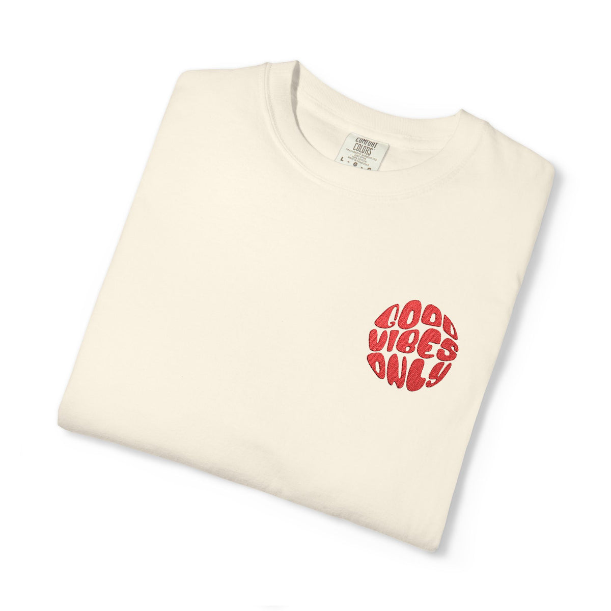 T-Shirt — 'Good Vibes Only' Retro Groove Pocket Tee