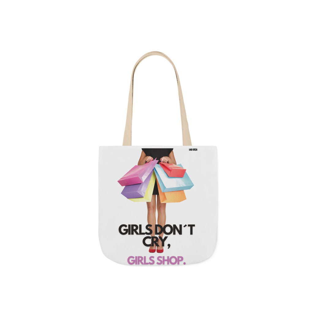 Tote Bag — "Girls Don't Cry, Girls Shop" Shopping Tote (Colorful Bags Graphic)
