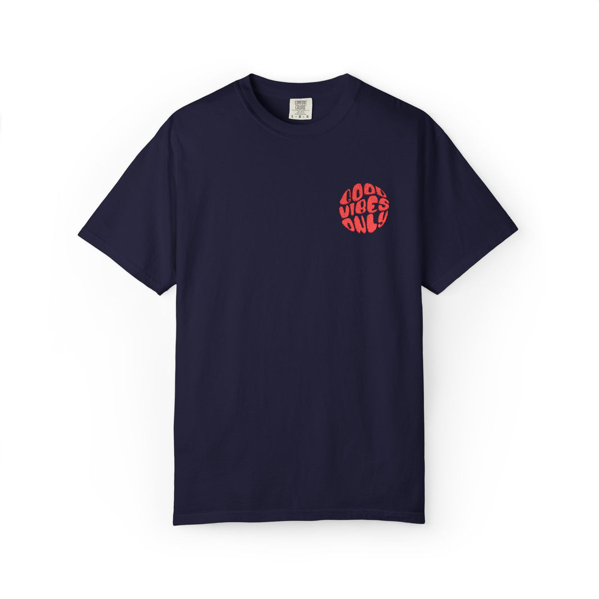 T-Shirt — 'Good Vibes Only' Retro Groove Pocket Tee