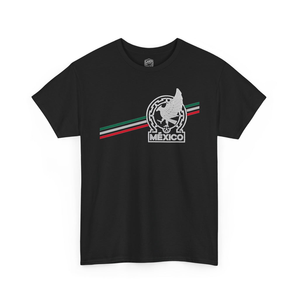 Mexico Flag Stripe Tee — Mexican Eagle Emblem T-Shirt