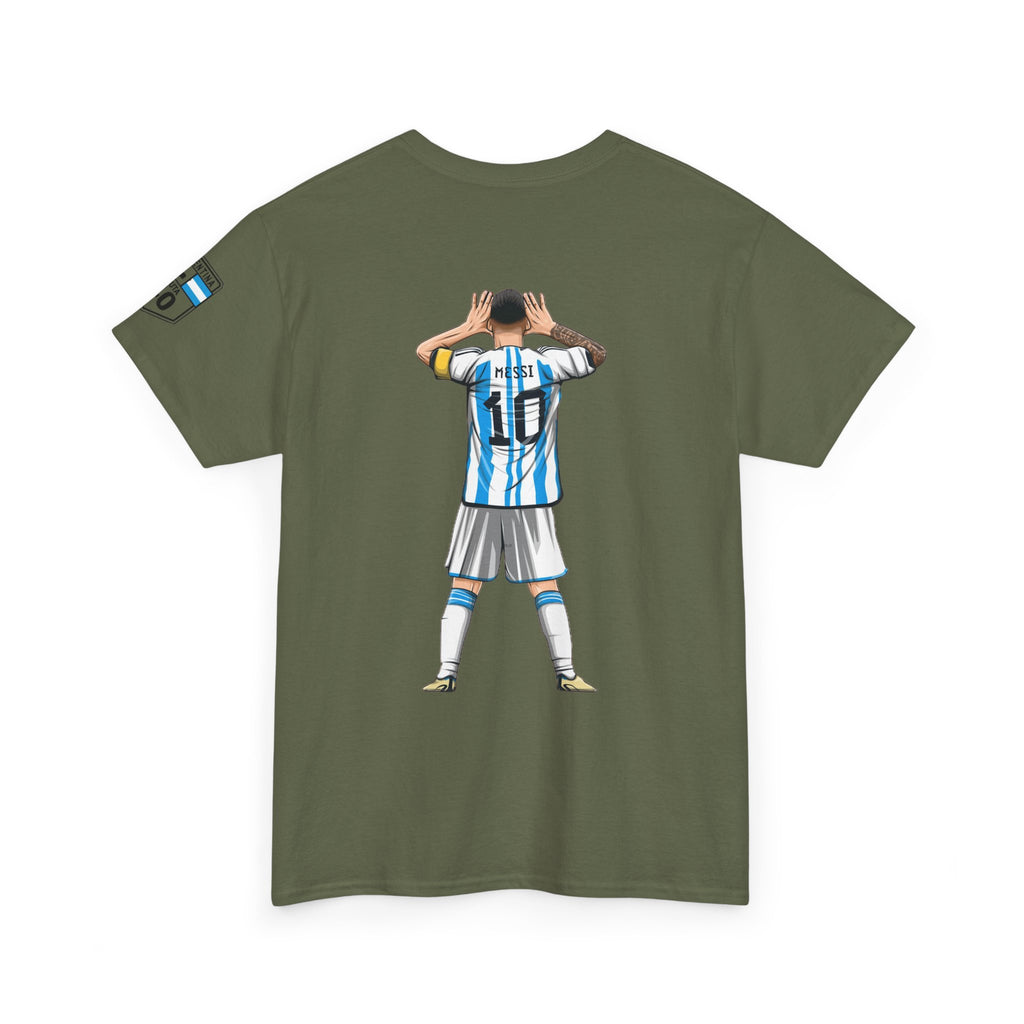 Argentina Soccer Tee — Lionel Messi 10 Jersey Back Illustration