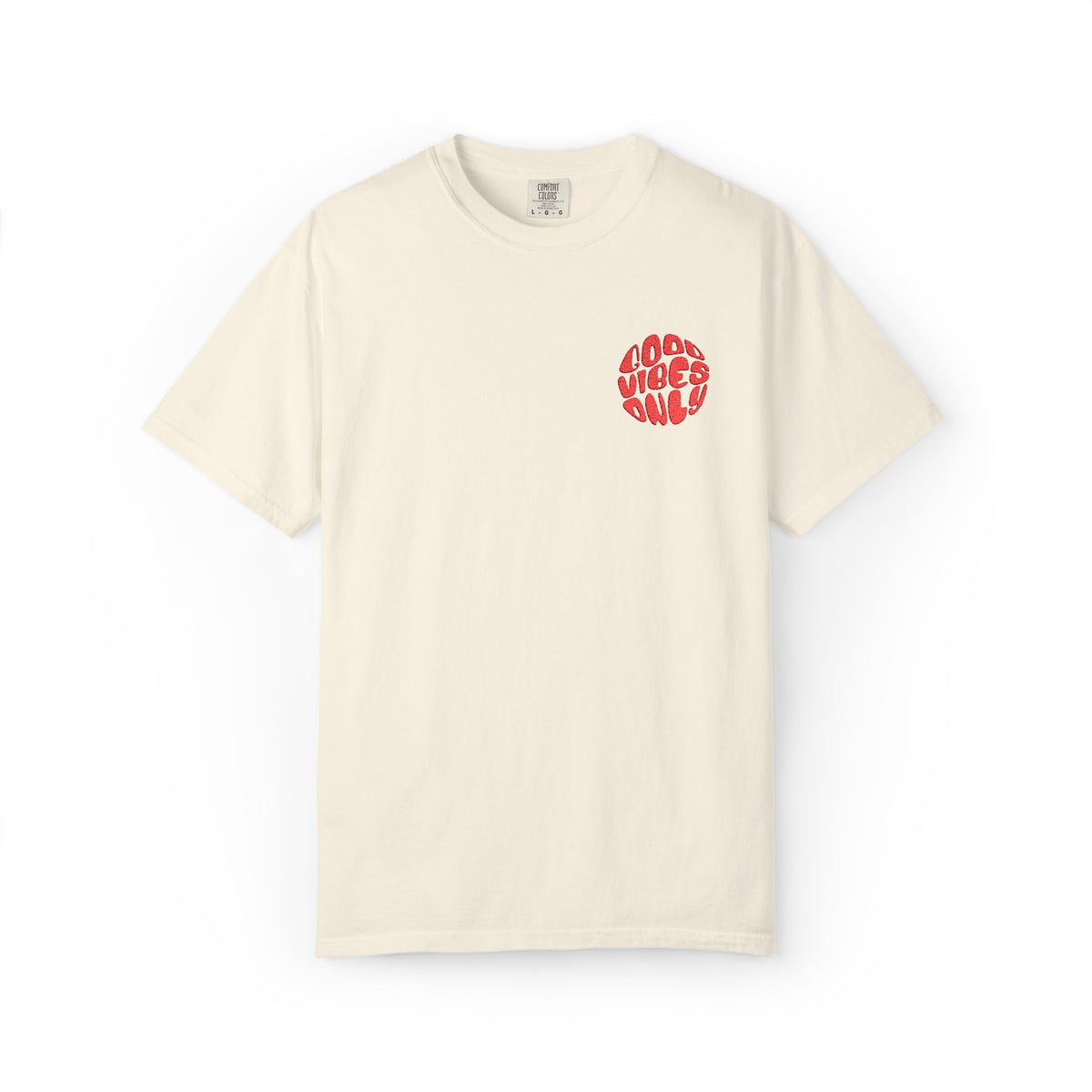 T-Shirt — 'Good Vibes Only' Retro Groove Pocket Tee