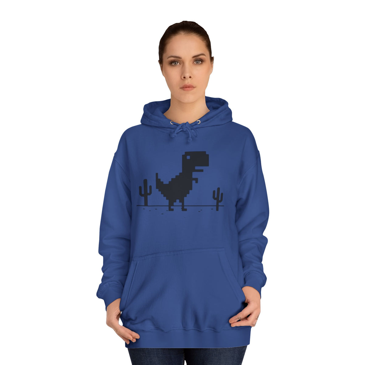 Retro Pixel Dinosaur Hoodie — 'From Another Point of View' Graphic Sweatshirt