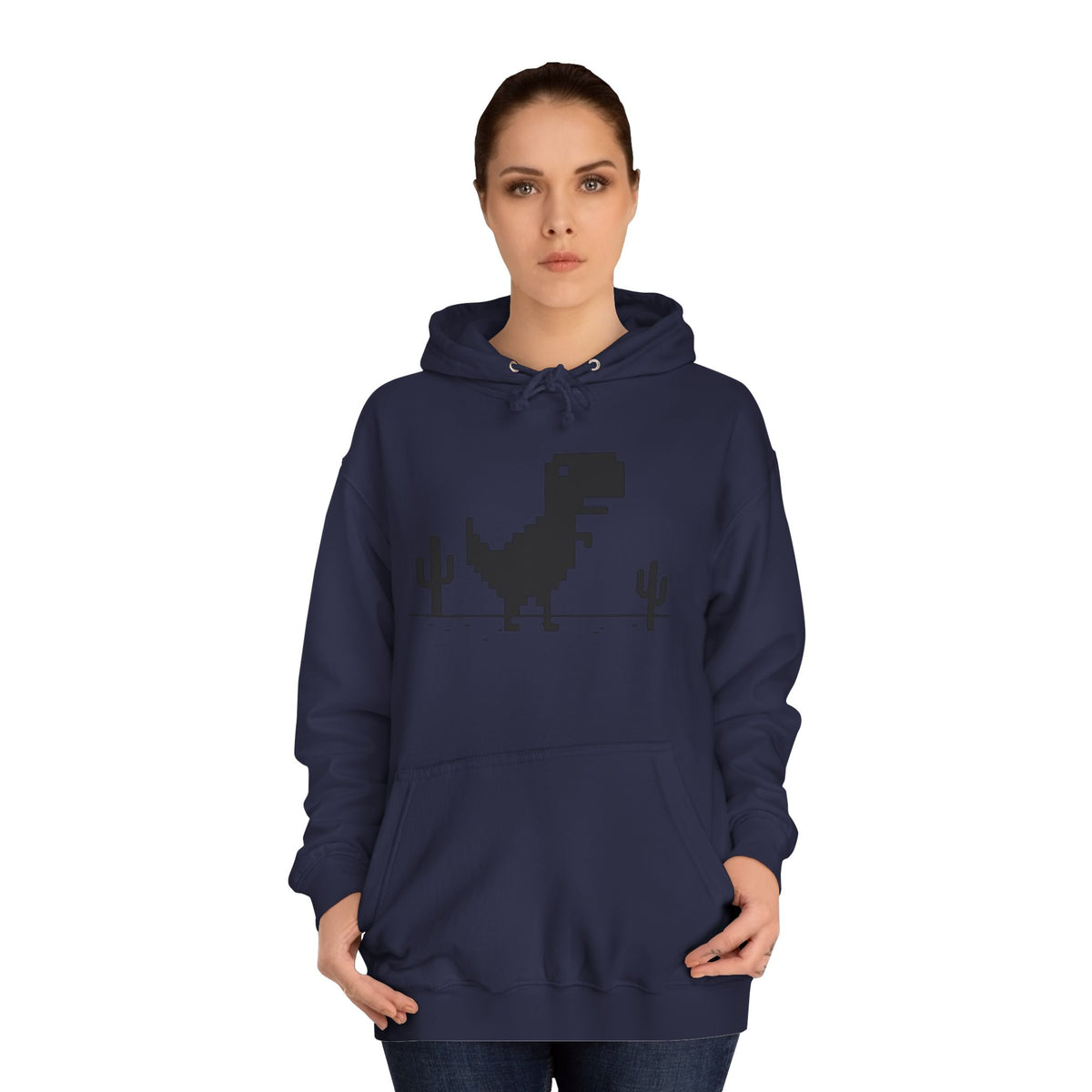 Retro Pixel Dinosaur Hoodie — 'From Another Point of View' Graphic Sweatshirt