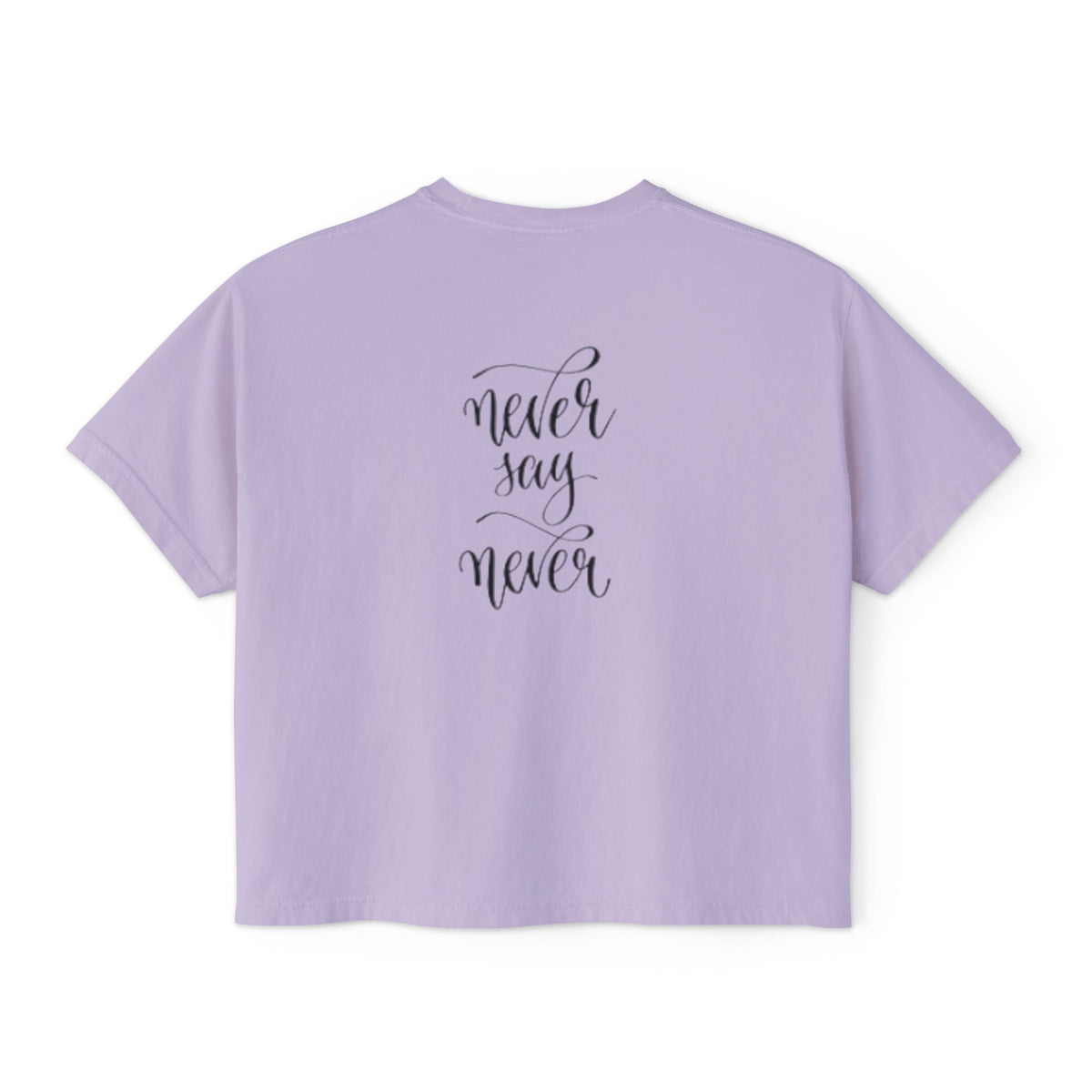 Boxy Tee — 'Never Say Never' Graphic Tee with Dual Character Illustration