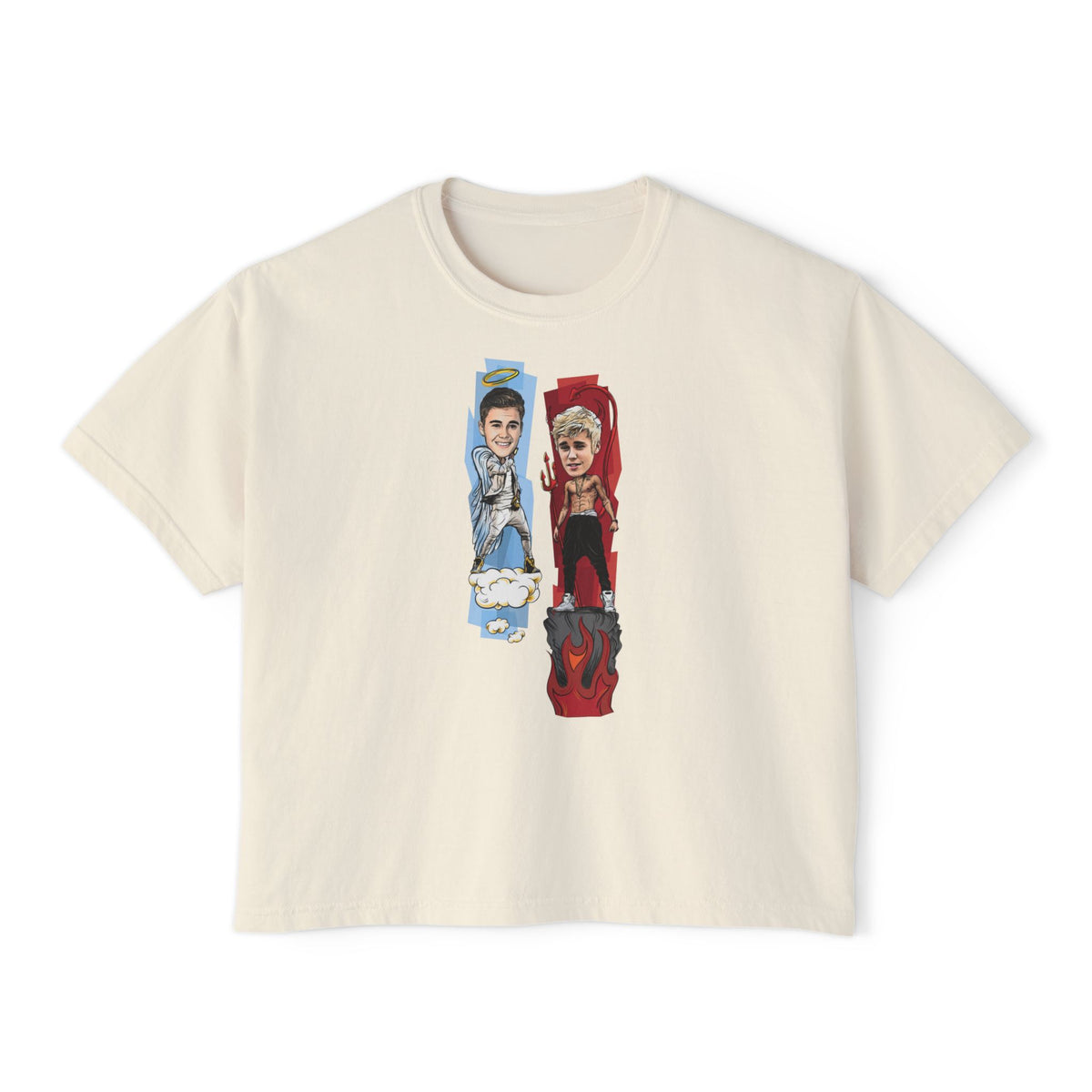 Boxy Tee — 'Never Say Never' Graphic Tee with Dual Character Illustration