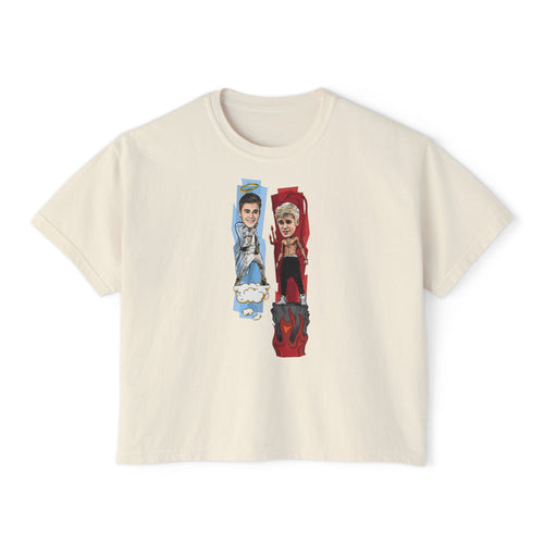 Boxy Tee — 'Never Say Never' Graphic Tee with Dual Character Illustration