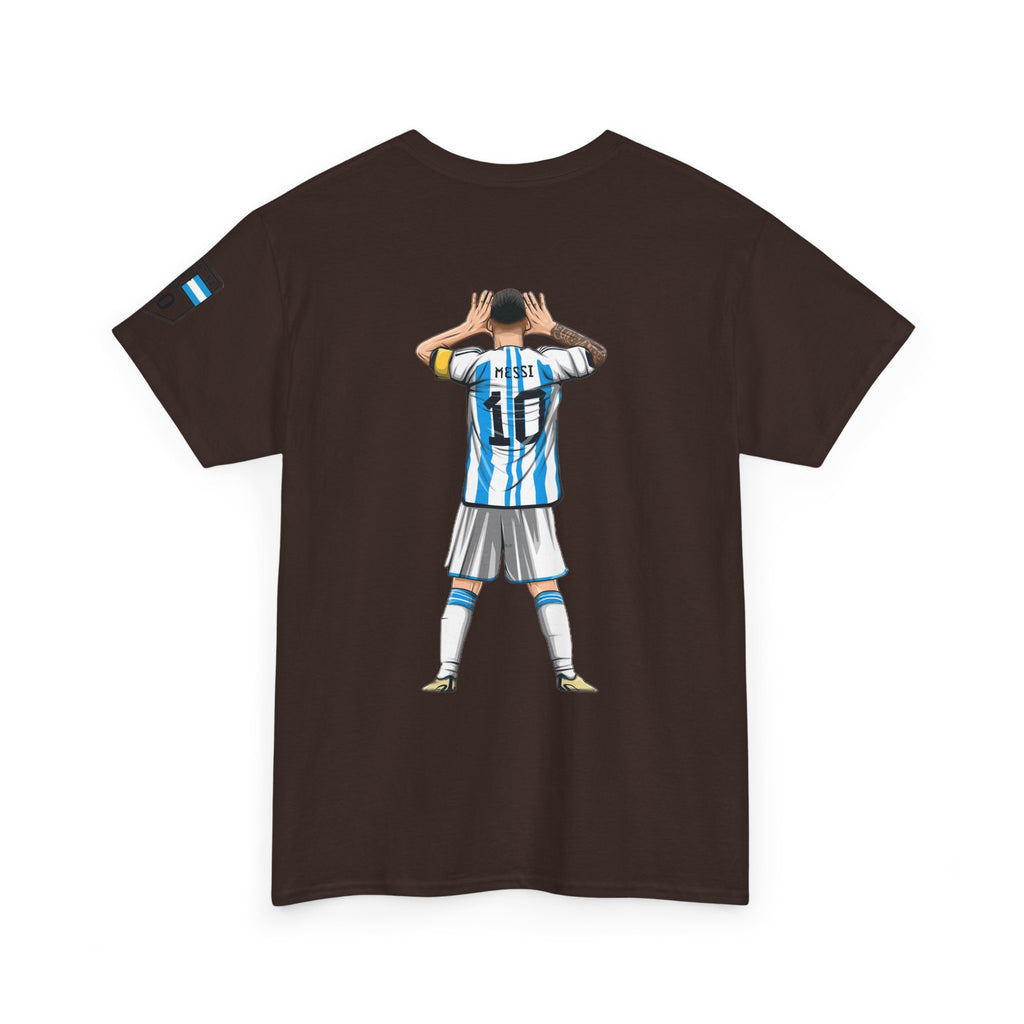 Argentina Soccer Tee — Lionel Messi 10 Jersey Back Illustration