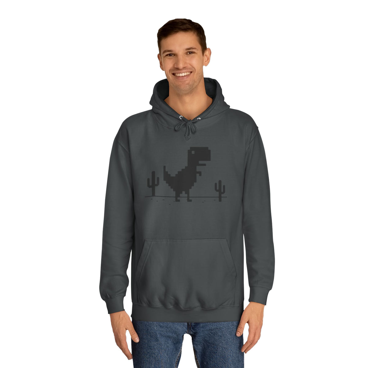 Retro Pixel Dinosaur Hoodie — 'From Another Point of View' Graphic Sweatshirt