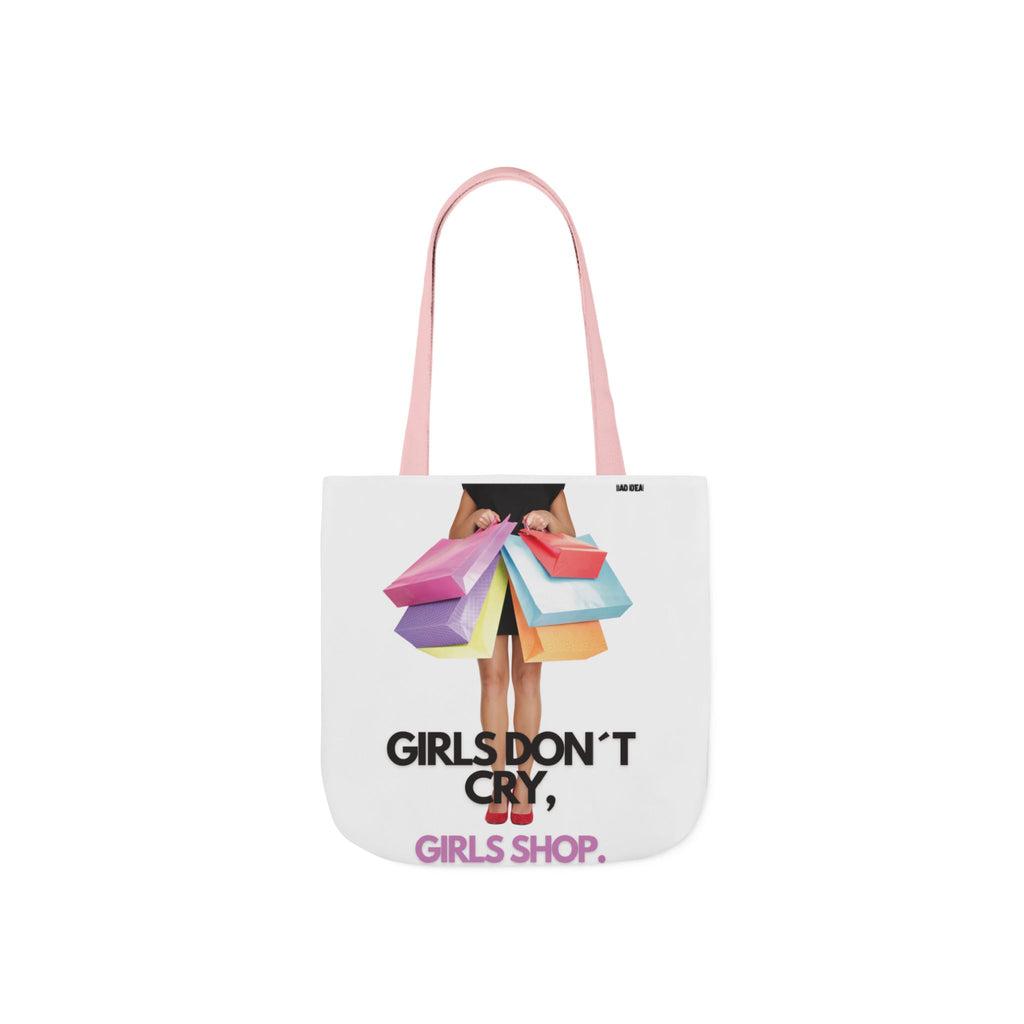 Tote Bag — "Girls Don't Cry, Girls Shop" Shopping Tote (Colorful Bags Graphic)