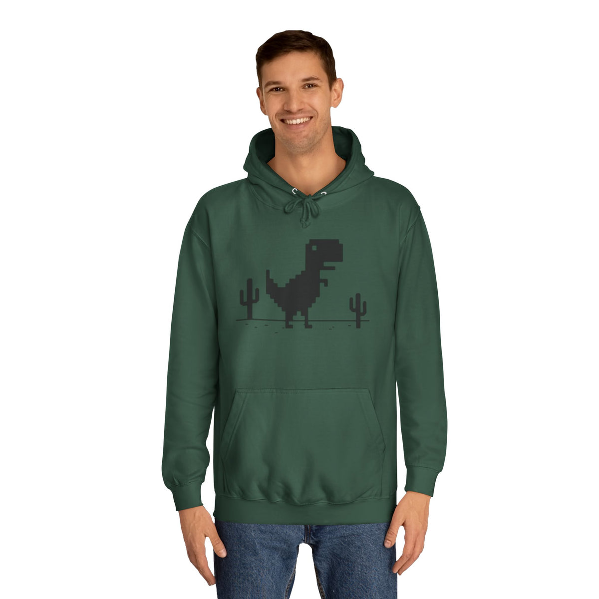 Retro Pixel Dinosaur Hoodie — 'From Another Point of View' Graphic Sweatshirt