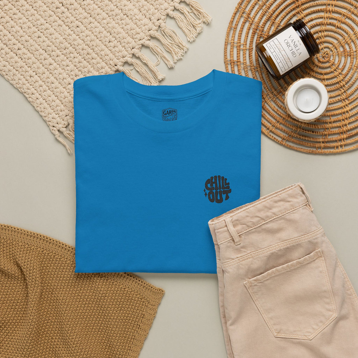 White Graphic Tee — Small Black Circular 'SALT LIFE' Chest Logo