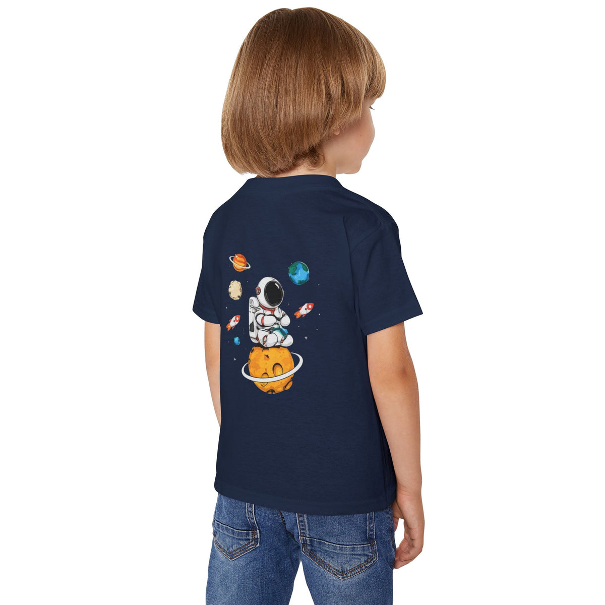 Toddler T‑Shirt — Cute Astronaut on Planet Kids Tee