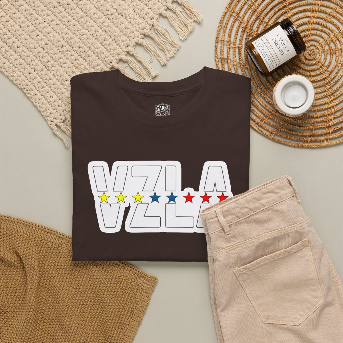 Venezuela Script & VZLA Stars T-Shirt — Retro Venezuelan Pride Tee