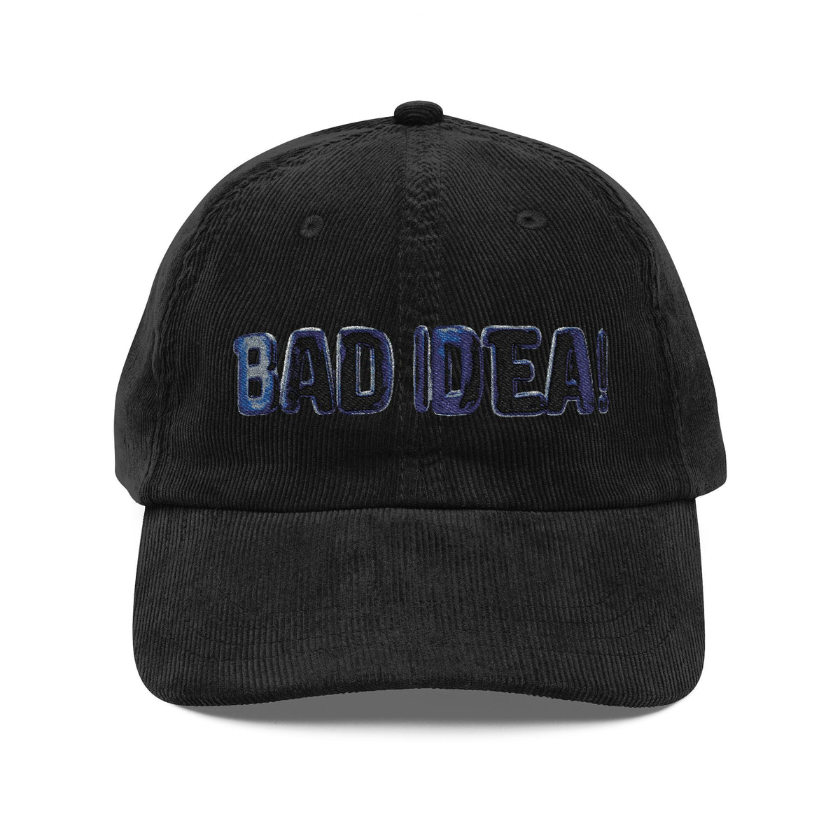 Vintage Corduroy Cap — Embroidered "BAD IDEA" Dad Hat