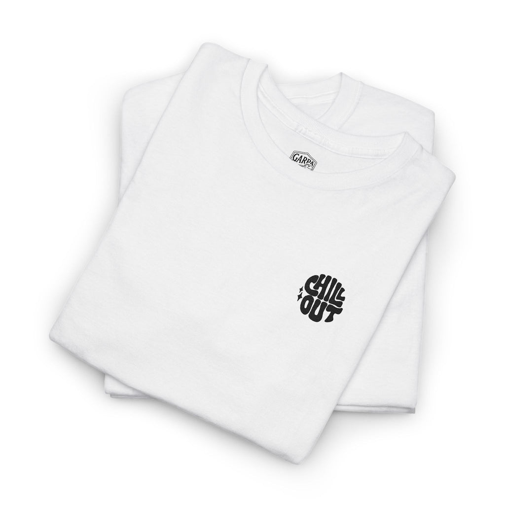 White Graphic Tee — Small Black Circular 'SALT LIFE' Chest Logo