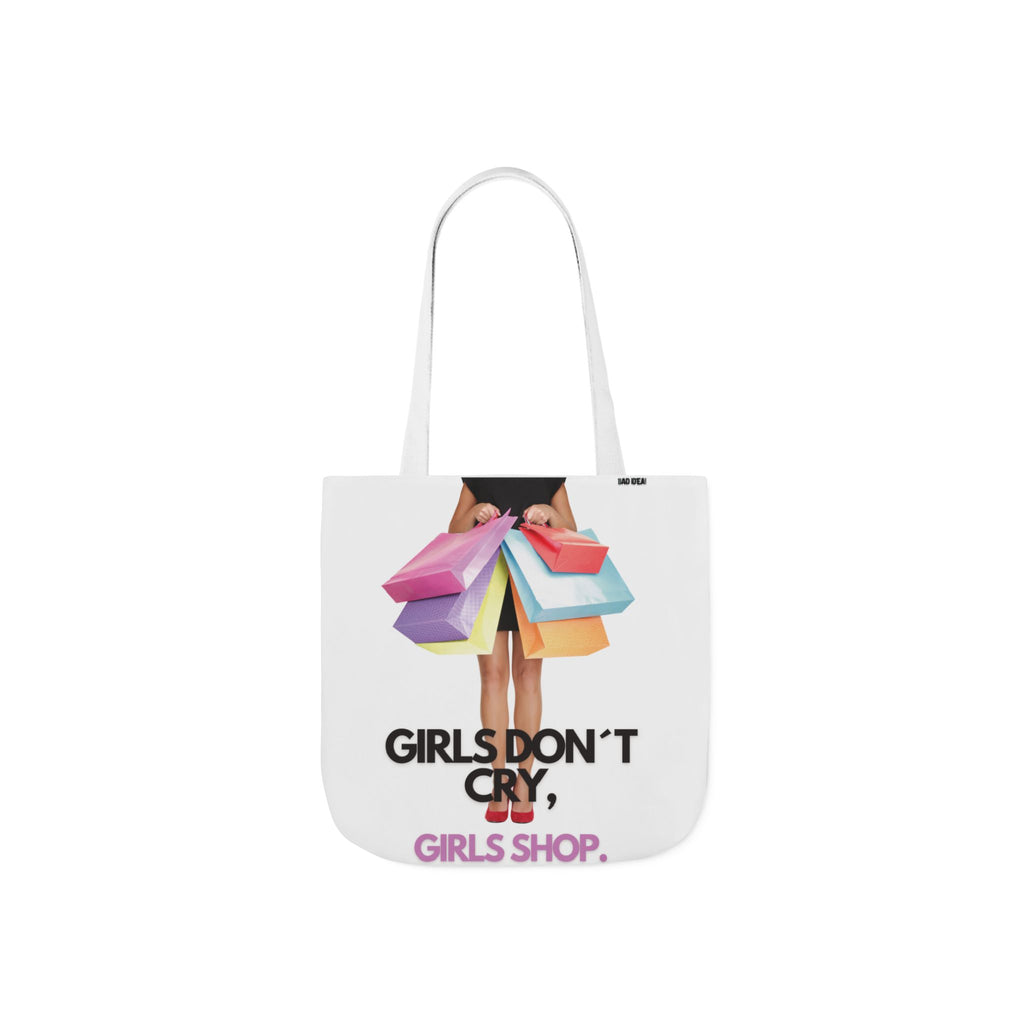 Tote Bag — "Girls Don't Cry, Girls Shop" Shopping Tote (Colorful Bags Graphic)