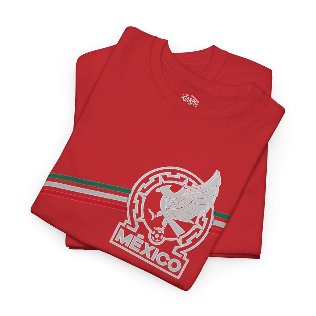 Mexico Flag Stripe Tee — Mexican Eagle Emblem T-Shirt